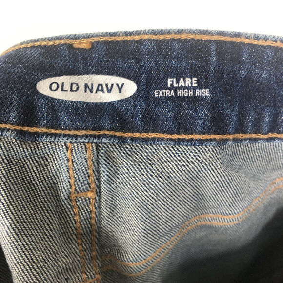 NEW Old Navy Extra High Rise Button Fly Flare Blue Jeans Womens Size 4 - Picture 5 of 7